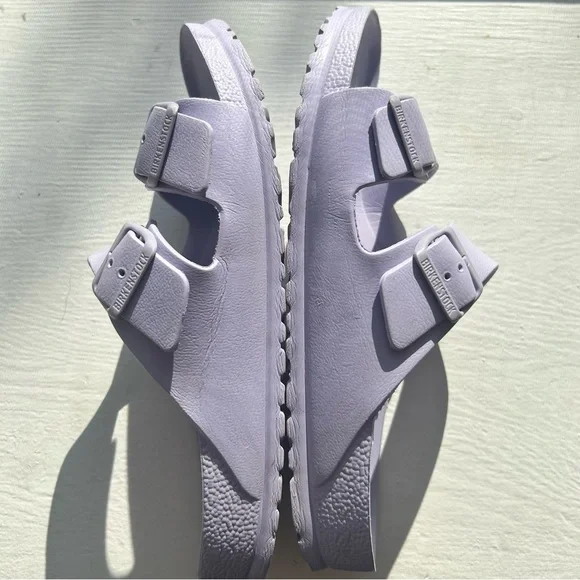 Birkenstock EVA Arizona Two Strap Waterproof Slide Sandal - Purple Fog, Size 10 - Picture 7 of 9
